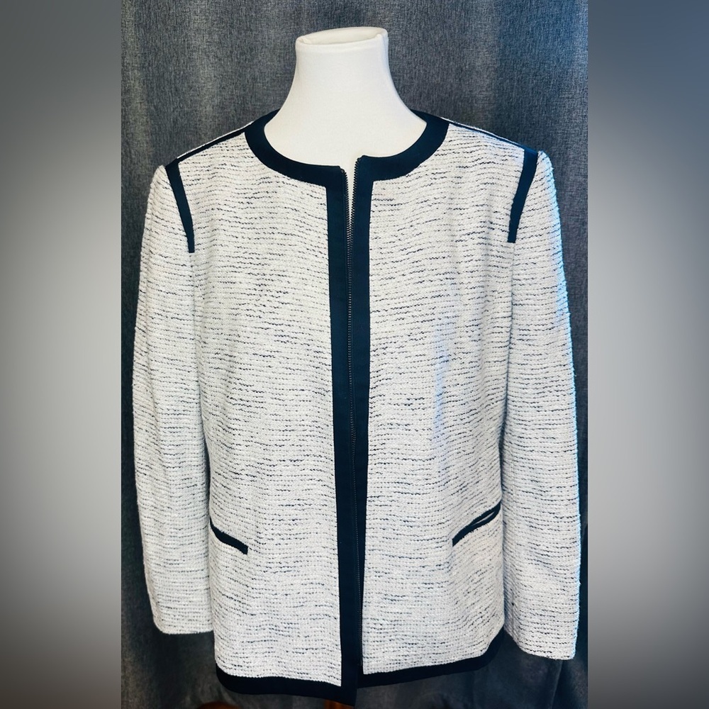 Hugo Boss Black and White Textured Blazer